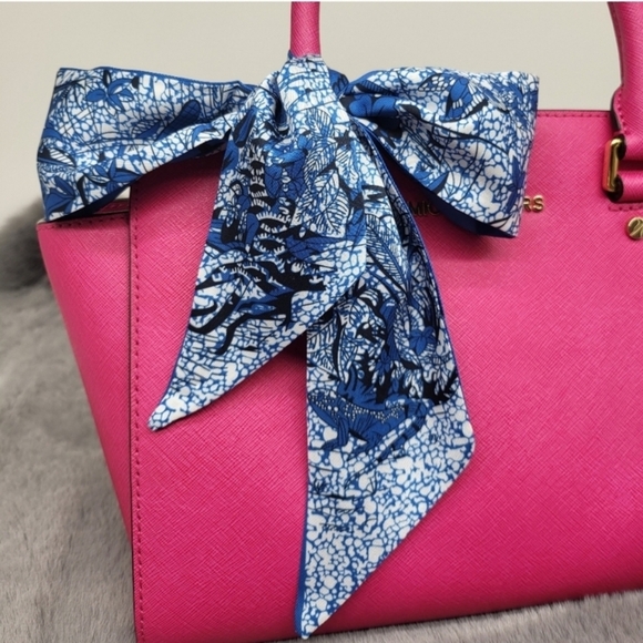 New Blue Chameleon Silk Skinny Scarf Twilly - Picture 1 of 7